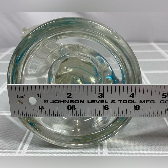 Vtg Art Glass Elephant Trunks Up Clear & Blue On Half Ball Base 5# Figure Statue - Picture 6 of 9